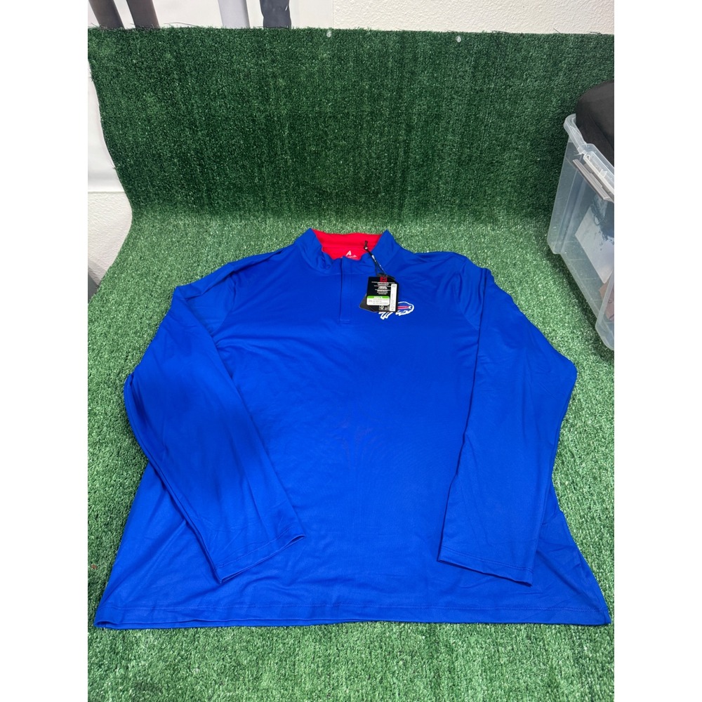 Antigua Mens Buffalo Bills Royal Blue Long Sleeve 1/4 Zip Pullover Shirt‎ 2XL